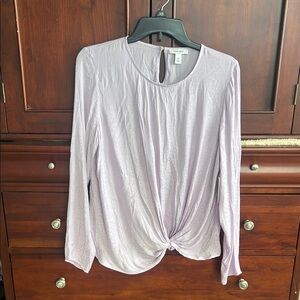 Brand New Nine West Lavender Long Sleeve Twist Front Blouse